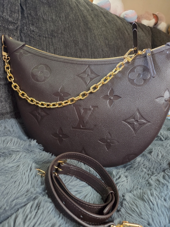 None Handbags - Chocolate Brown Embossed Crescent Shoulder Bag